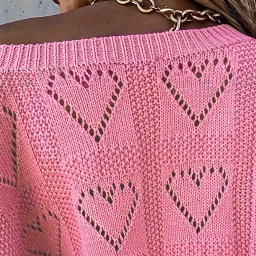 Cozy Heart Oversized Knit Vday Valentine’s Sweater - Picture 2 of 3
